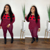 “Very Merry” Plaid Set (burgundy)